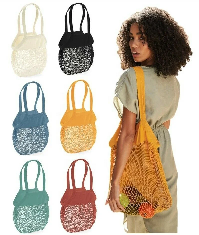 Custom Eco Friendly Market Cotton Mesh Tote Bags For Fruit Food Vegetable Reusable Net Shopping Bag