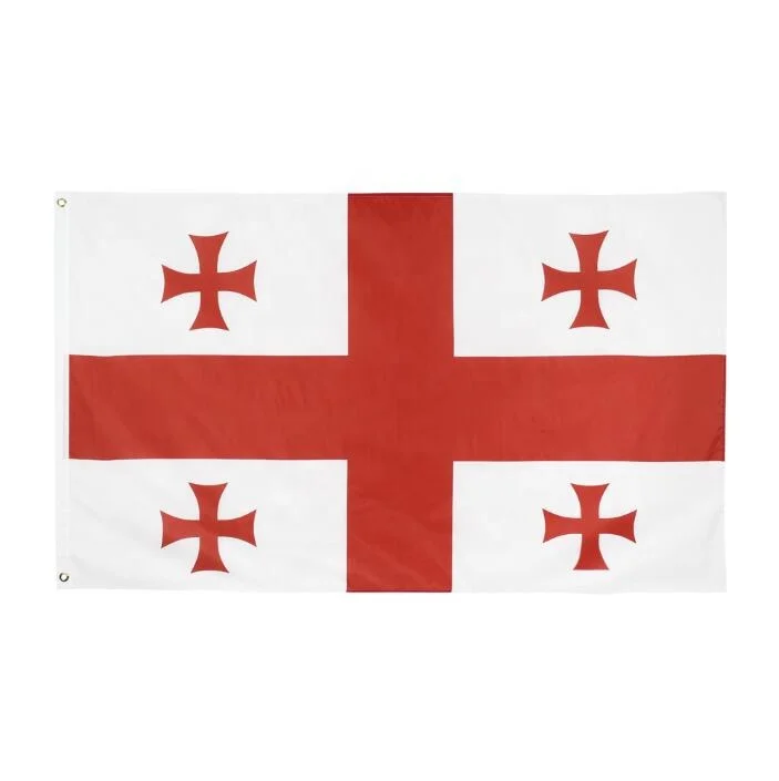 Factory Price 100% Polyester 3X5FT Stock Red Cross Ge Georgian Georgia Flag