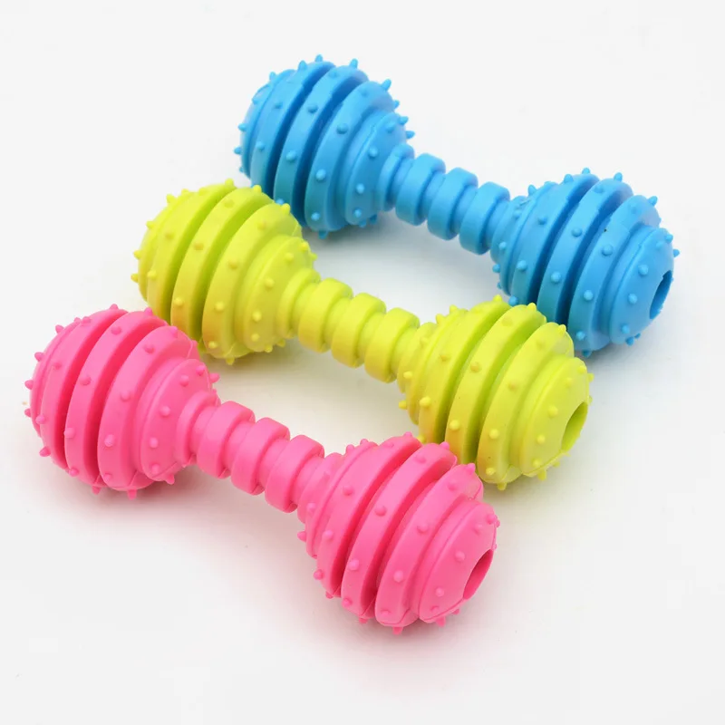 Wholesale Colorful Bone Shape TPR Pet Dog Toy Barbell Dog Chew Toy