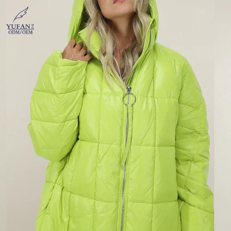 YuFan Custom Warm Green Puffer Jacket Cropped Coat Padding Short Down Jacket White Duck Down Jackets