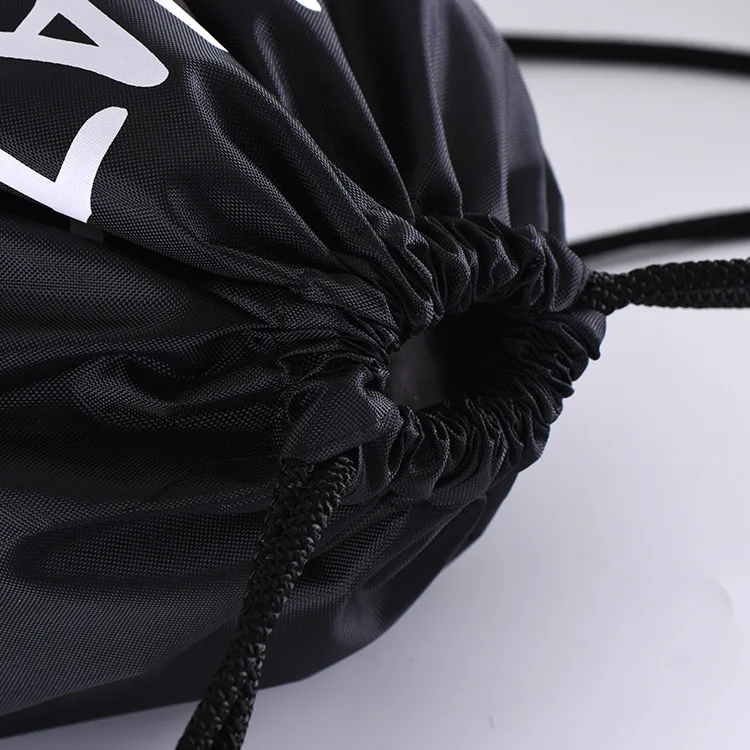 Personalized eco friendly 210D black nylon drawstring backpack bag for race