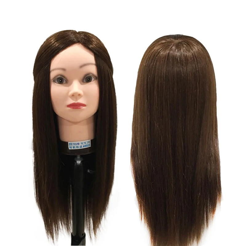 Wanda hairdressing headform real hair practice head model head doll head headform can roll hot blow