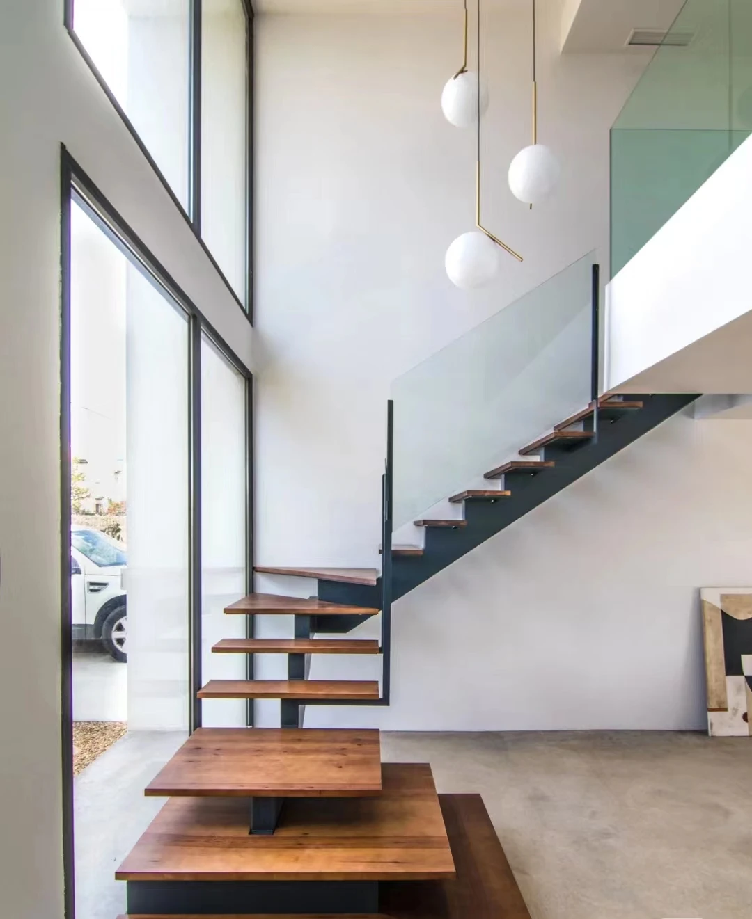 Building Standard Marble Curved Staircase Glass And Wood Stairs Design