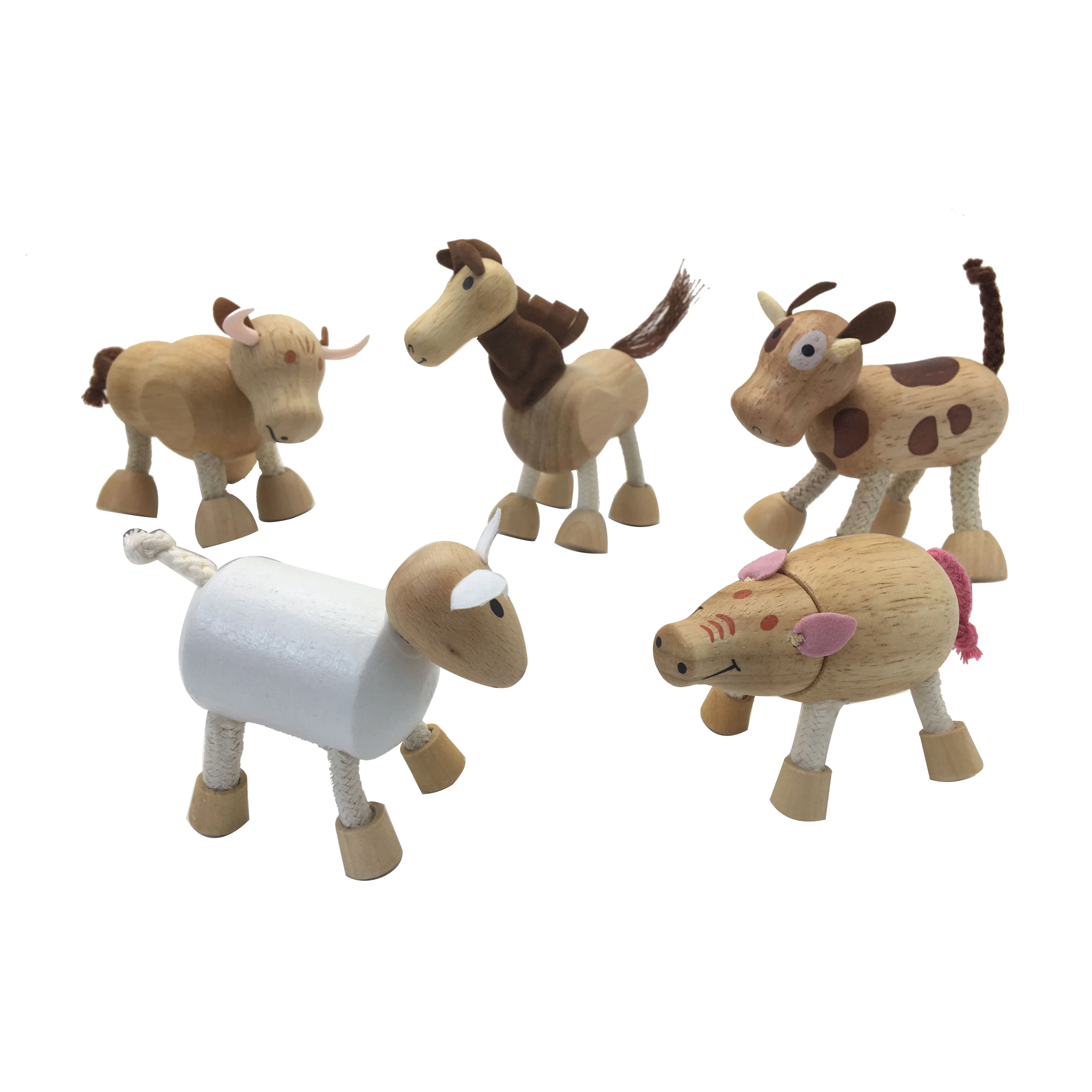 C02200 Farm and Jungle for Kids Fun Montessori Smooth Natural Zoo Toys Wood Toddler Animal Toys for Girls and Boys