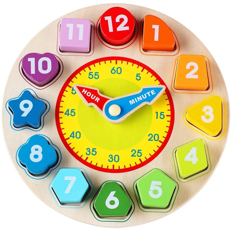 Hot Selling Kids Early Education Learning Toy Wooden Clock Toys