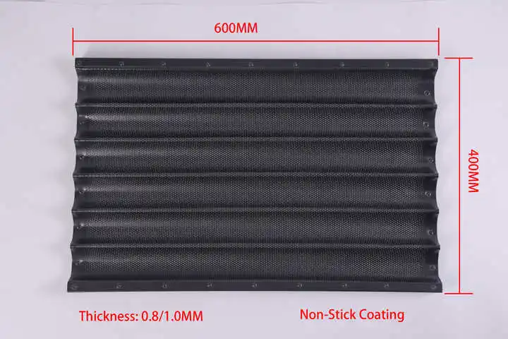 YOSLON  Food Grade, Carbon Steel Bakeware Non Stick Loaf Pans French Bread Perforated Tray Baking Baguette Pan YSN-8010 / G/P