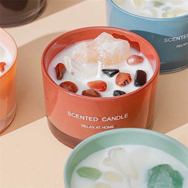 Oem Dubai Wholesale Market White Wax Candles Black Jar Aroma Wedding crystal Scented Candle