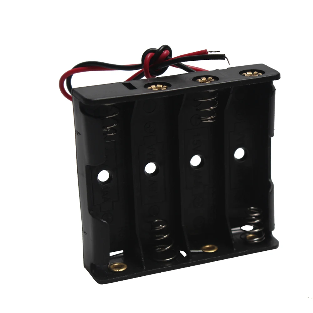 4 Slot AA Battery Storage Case Holder Storage Box Multi Purposes DIY 4*AA 6V Battery Holder With Lead Cables