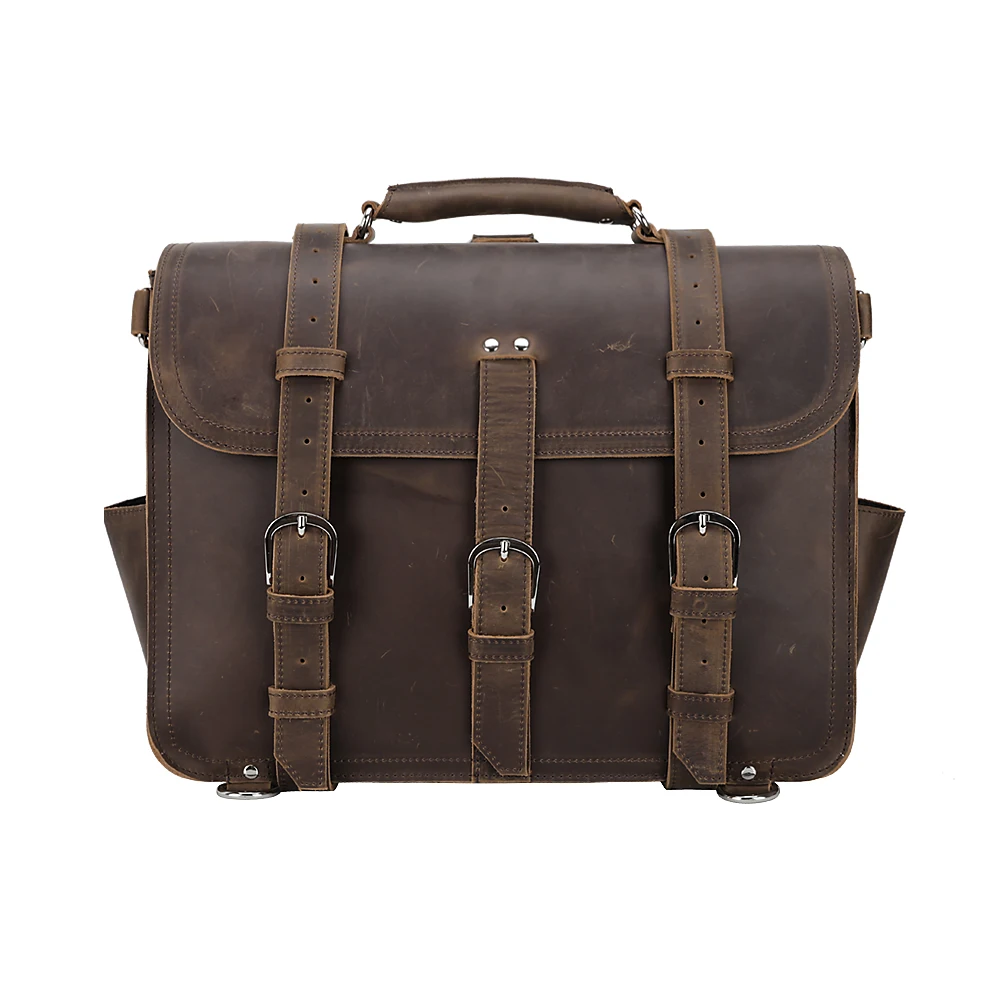 Tiding Promotion Hot Sale Durable Brown Business Leather Shoulder Laptop Bag Messenger Briefcase