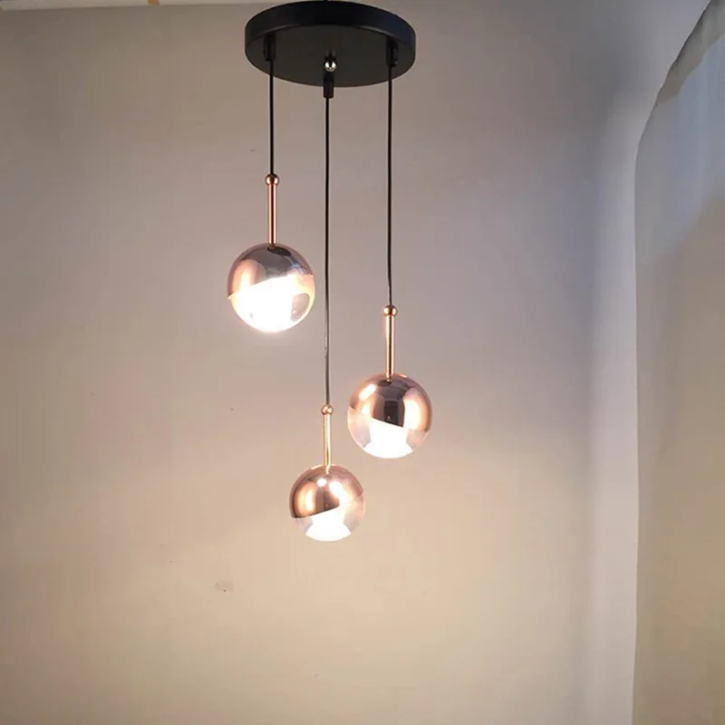 Modern crystal led ball shape glass high ceiling pendant lamp home kitchen lamps decor vintage chandelier