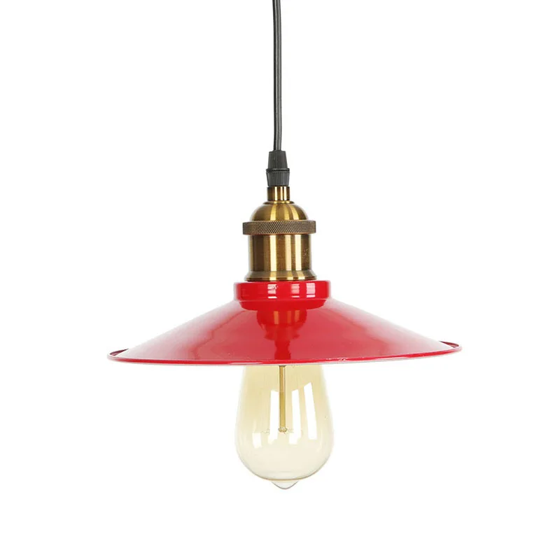 Fashion chandeliers Industrial style loft ceiling pendant light with red lampshade for kitchen island home lighting