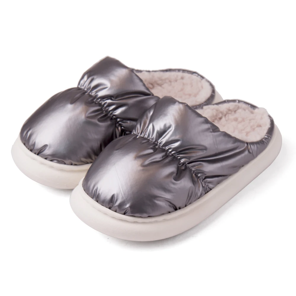 Simple Style New Waterproof Warm Outdoor Wear Comfortable Winter Cotton Slippers Ladies Household Non-slip Plush Slippers