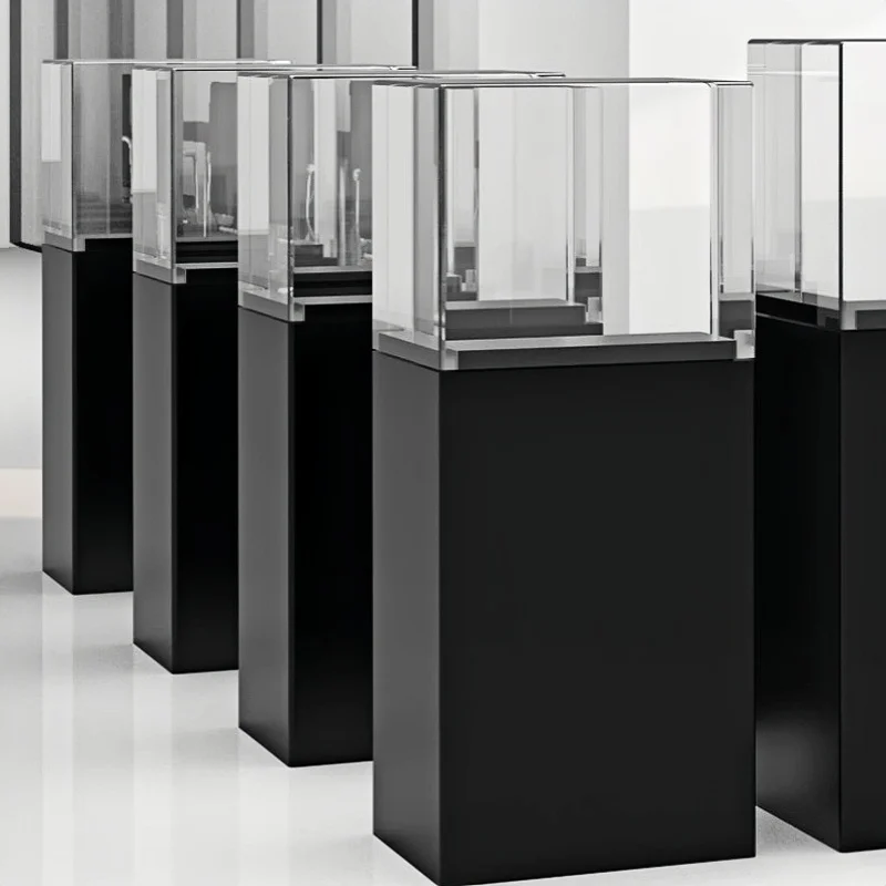 Acrylic Plinths Pedestal Display Cube Stand Custom museum Floor Standing case Boutique Cabinet