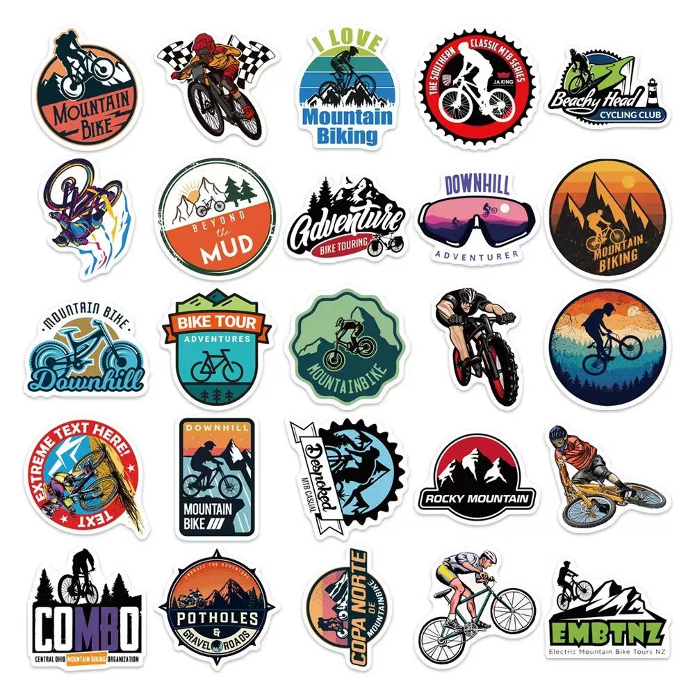 50pcs popular Mountain off-road bicycles graffiti stickers packs for motorcycle suitcase guitar notebook wholesale mobile phone