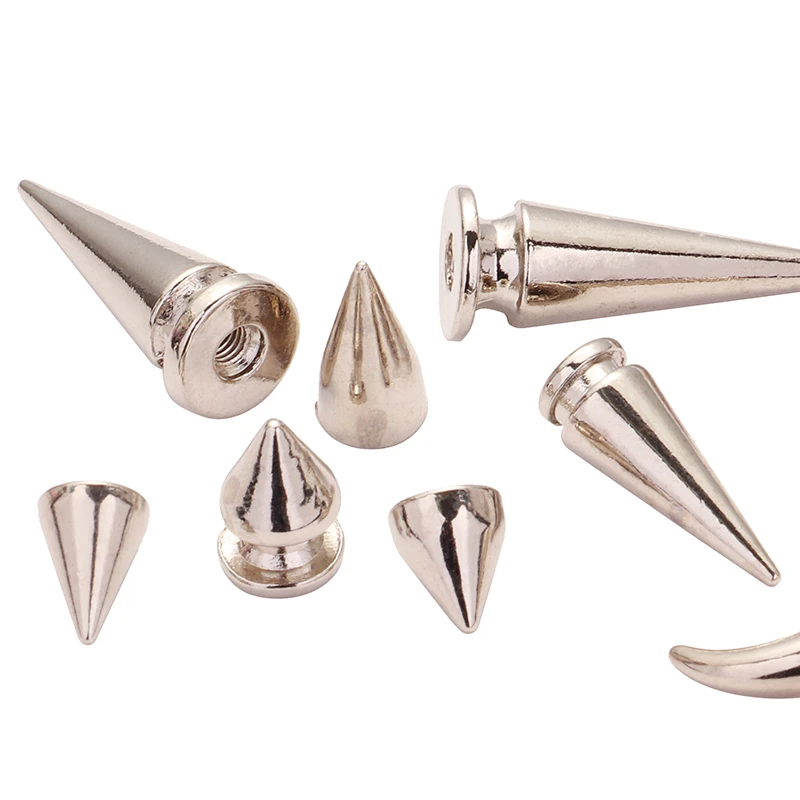 Cool rivet punk metal screw spike stud cone screw rivet spike stud tree silver cone spikes screwback studs for DIY craft bag