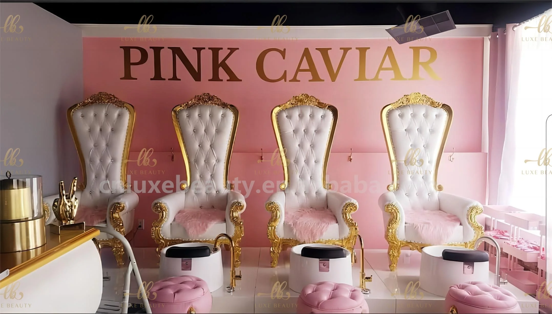 high quality nail salon manicure chair white gold king throne spa pedicure chair China Luxury Foot Spa Pedicure chair with bowl