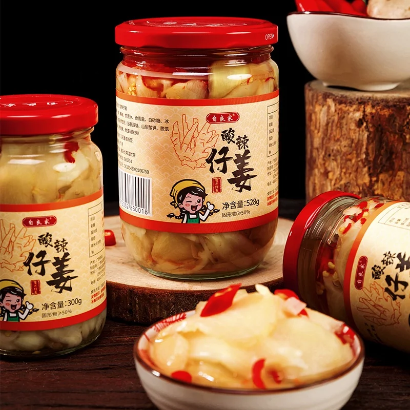 Factory direct sales  hot and sour ginger spicy pickles bottled instant appetizer