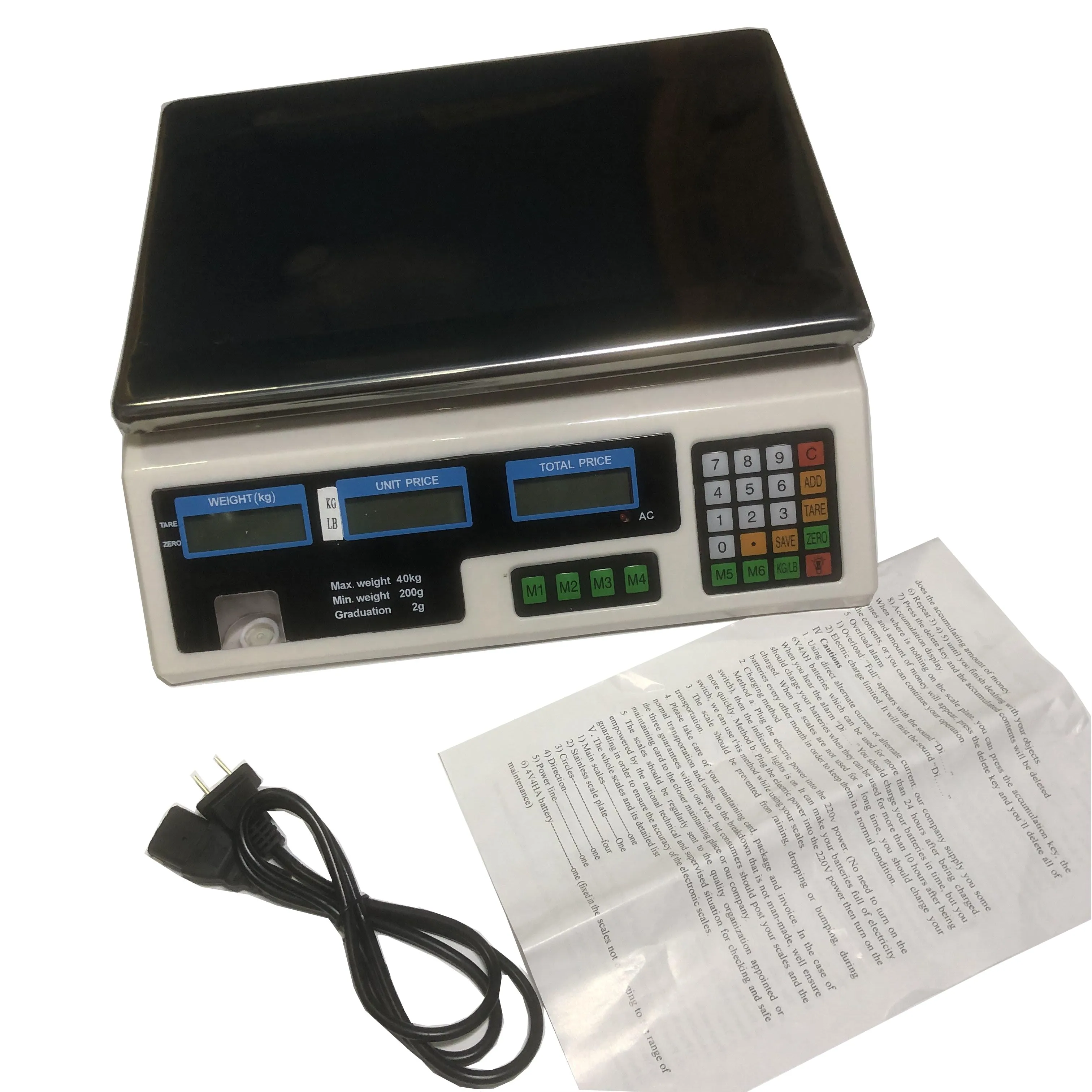 
40KG Weighing Scales Kitchen Electronic LCD LED Display Computing Weight Price Scale 