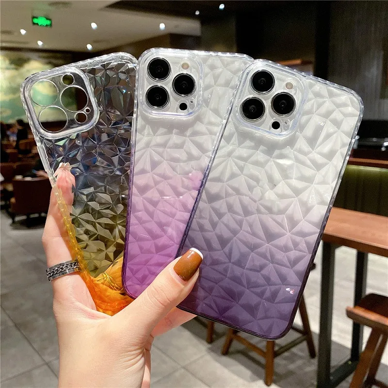 Factory Custom Fashion Diamond Gradient Cell Phone Case Airbag Bumper Armor Protect for iPhone Back Cover