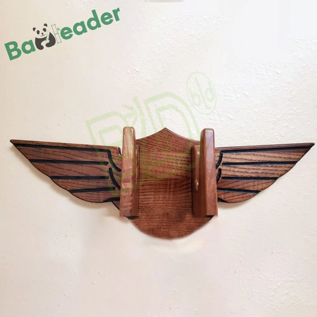 Bamboo Wall Mount Skateboard Storage Rack Bamboo Wings Skateboard Display Multifunctional Bamboo Display for Hanging Skateboard