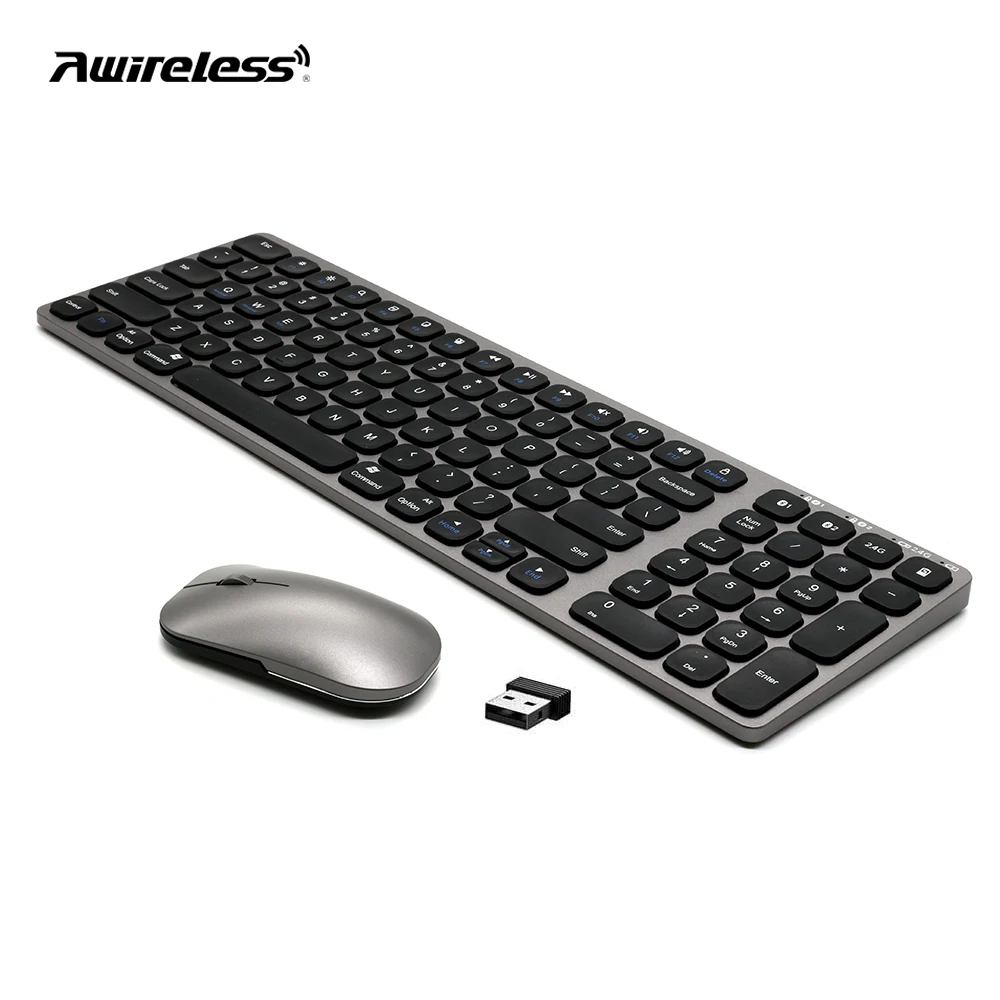 Awireless 3 in 1Custom Cheap Ergonomic Ultra Thin Portable Russian Wireless  2.4G Wireless Bluetooth Keyboard And Mouse Combos