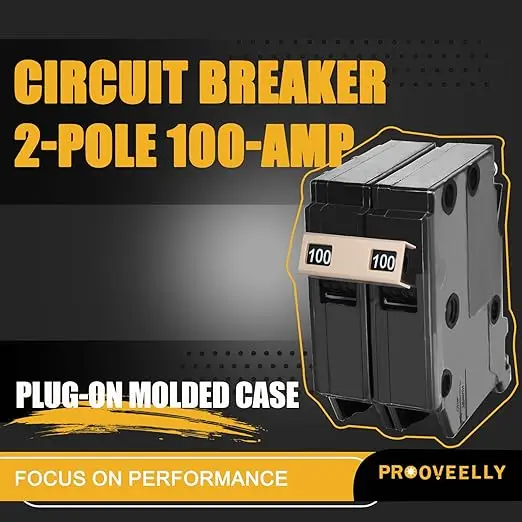 Upgrade 2100 2-Pole 100-Amp Circuit Breaker 3/4-Inch Plug-On Molded Case Circuit Breaker Thermal Magnetic Protection 120/240V