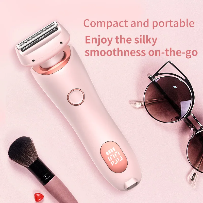 Custom 2 In 1 Usb Recharge Portable Waterproof Bikini Trimmer Lady Painless Women Hair Remover Shaver Electric Razor For Women