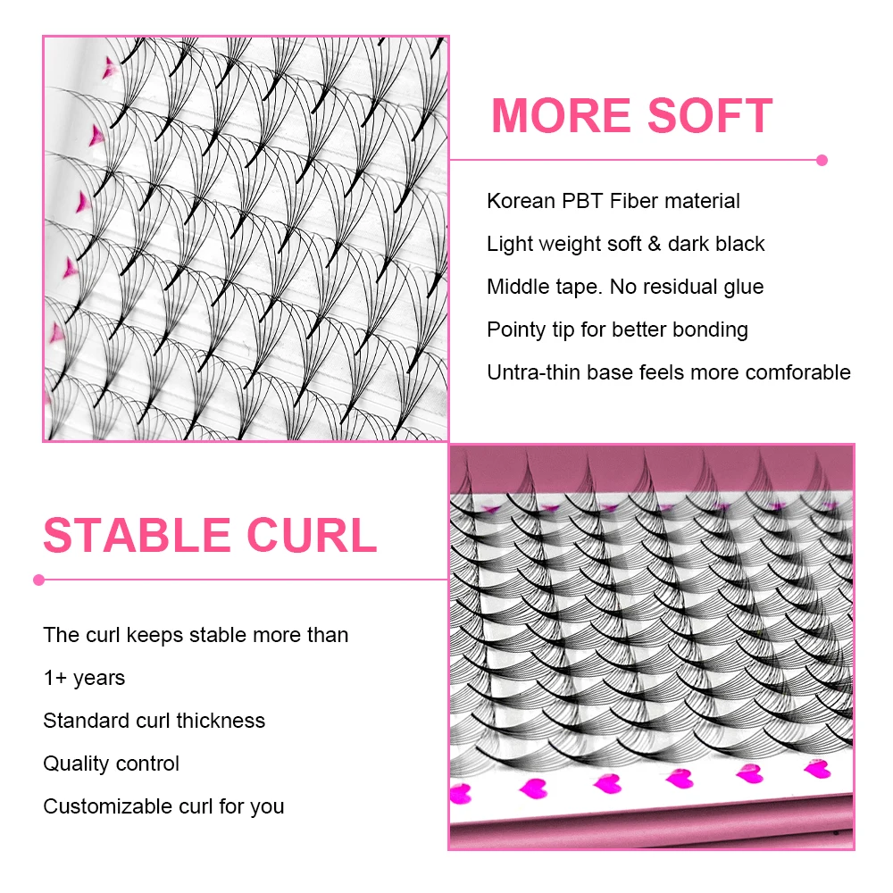 Abonnie 8-18Mm C D Curl Premade Fan Las Extensiones Korea Pbt Fiber 18D 20D Narrow Promade Fans Pre Made Lash Fans