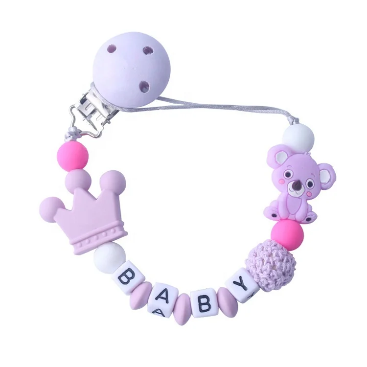 
Cartoon Silicone Pendant Beaded Soother Pacifier Clip Chains Baby Teething Toy Dummy Feeding Baby Chain Clips 