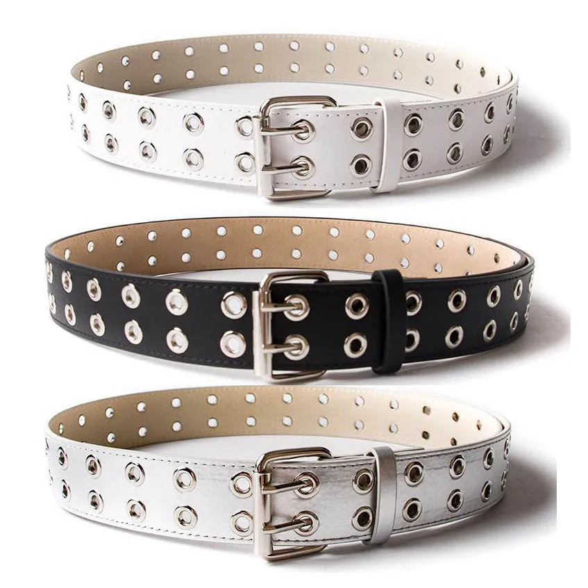 Double pin buckle women fashion multicolor pu belt for girls