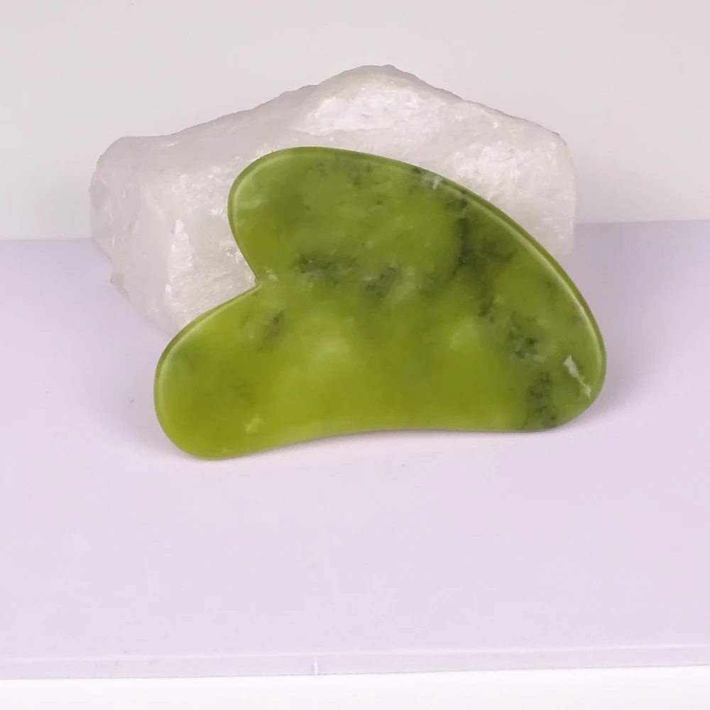 Face Slimming Green Crystal Stone facial Scraping Massage Tool Green Quartz Jade Guasha Board
