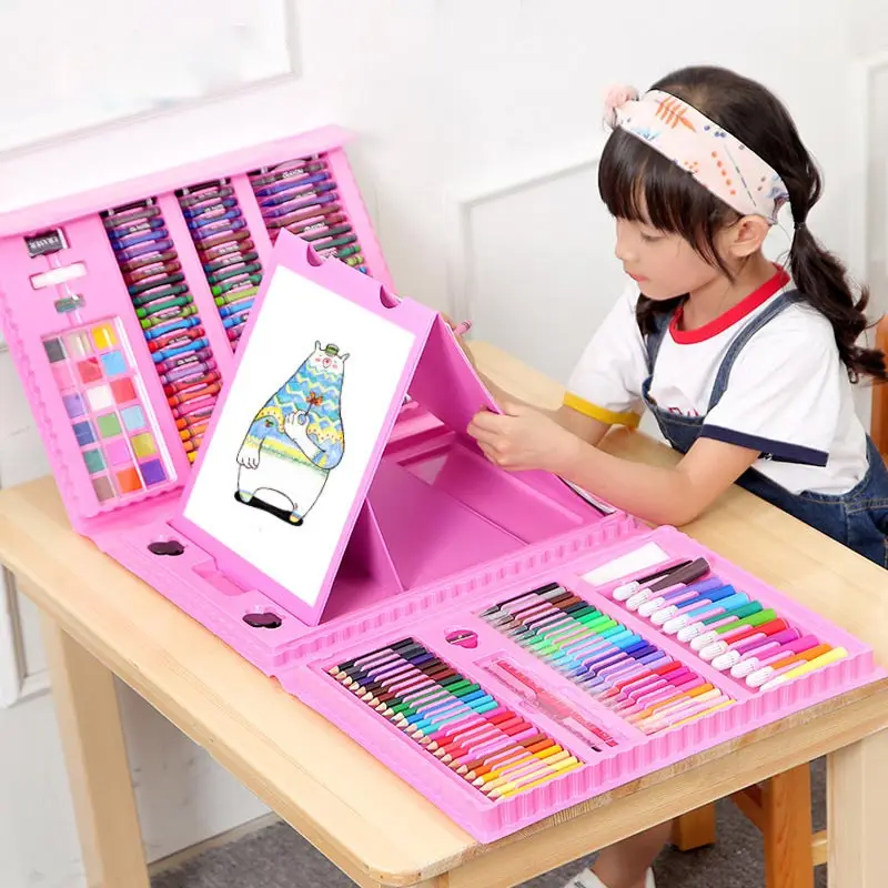 Joybox Watercolor Brush Child Pen kid color art 208 180 150 pcs stationery set for drawing and creativity Case Kids Art Set