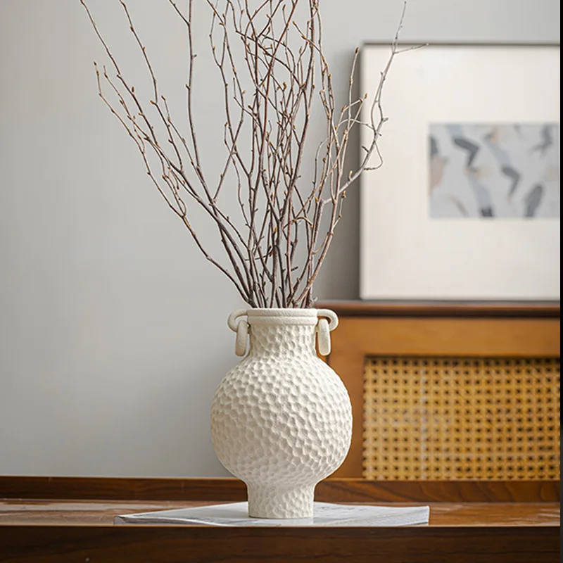 Dual-Ear Handle Ancient Greek Vase Style Indoor Ceramic Pots for Plants Home Decor Ornament Centerpieces Ceramic Flower Vase