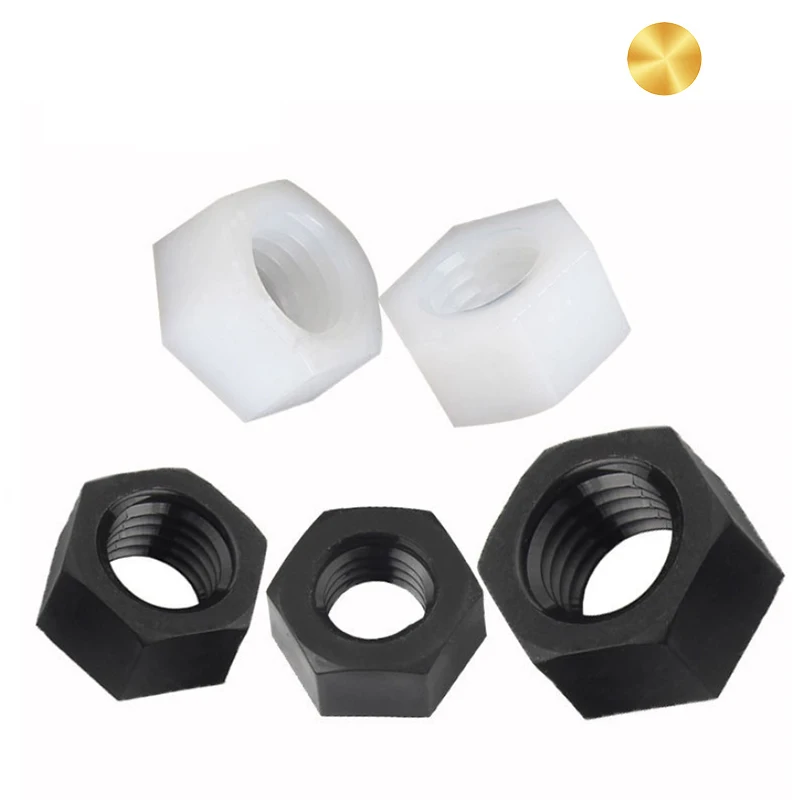M2 M3 M4 M5 M6 M8 Black white nylon Hex Nuts PA 66 Standard Fastener DIN 934 for Bolt Screws