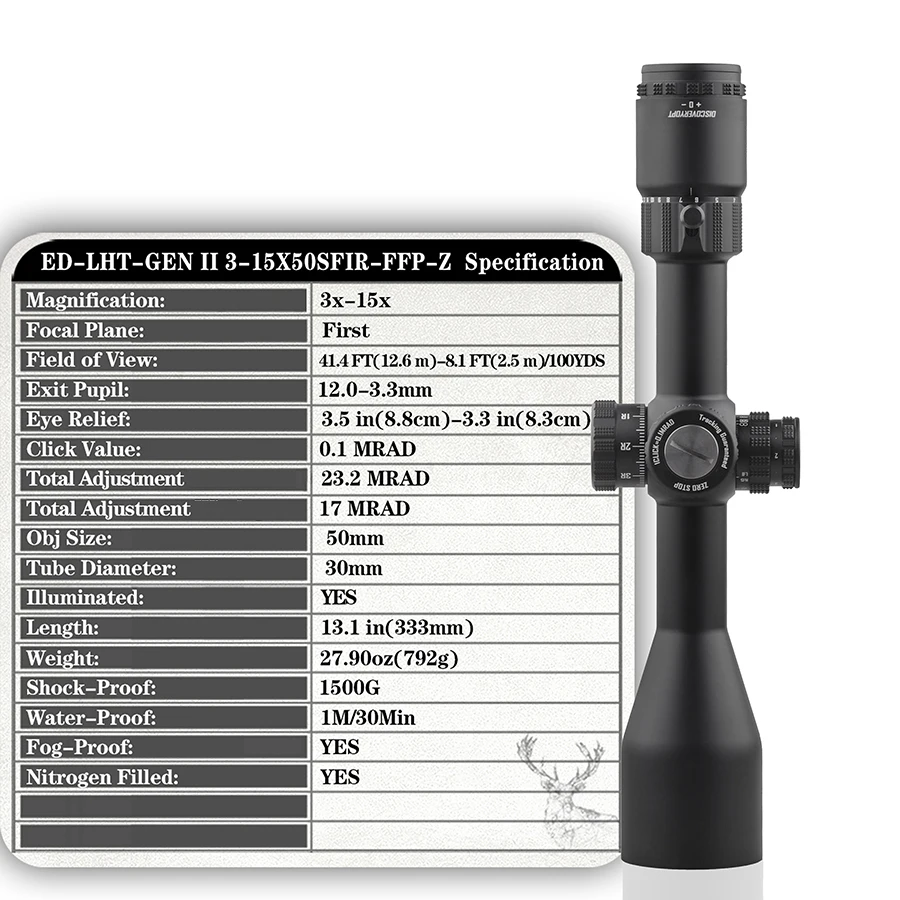 HOYA FCD1 ED стеклянные мощные прицелы первая фокальная плоскость фиксирующая башня оптический прицел обнаружения Область 3-15x50sfir