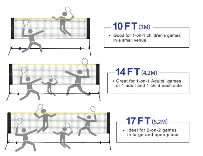 Badminton Net Foldable Nylon Net 10 ft/14ft Adjustable Stand and Portable Carry Bag