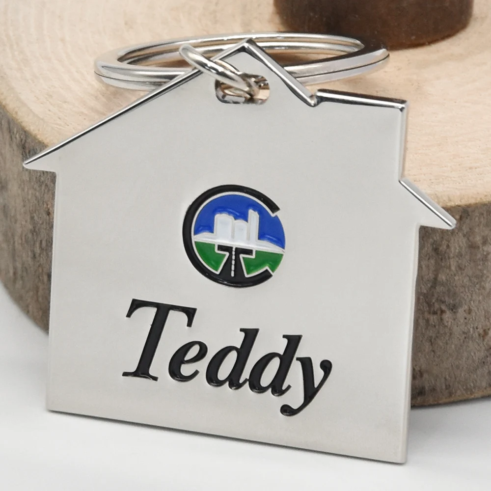 New high quality personalized metal house shaped keychain