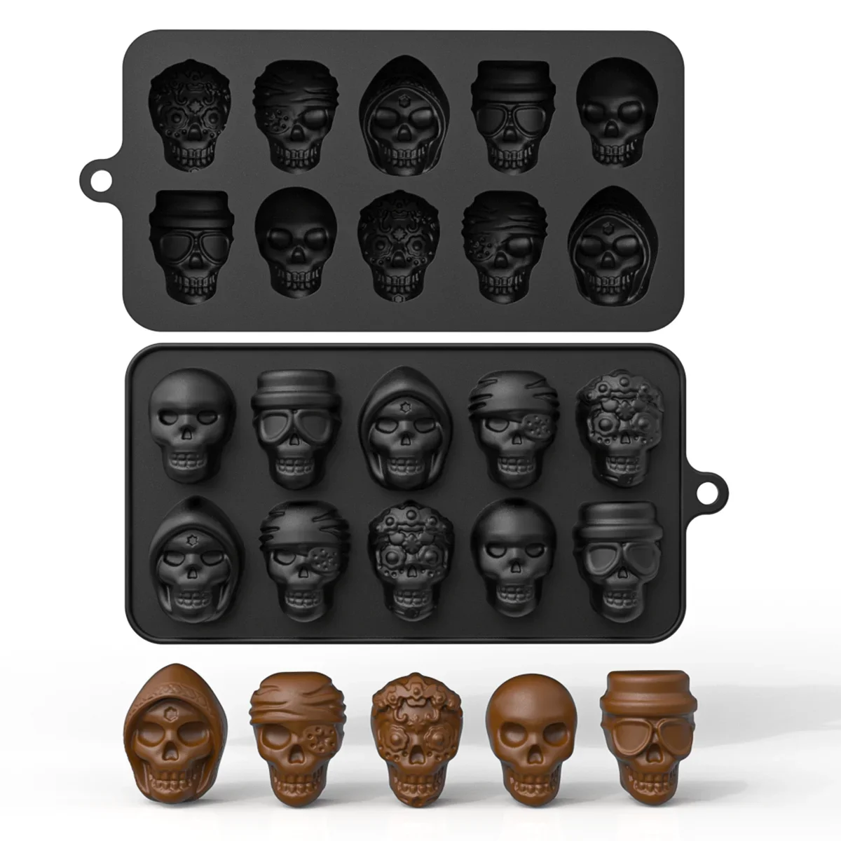 Skull Chocolate Mould 10 Holes fondant cake decoration mold baking silicone chocolate mold jelly pudding candy ice tray mold