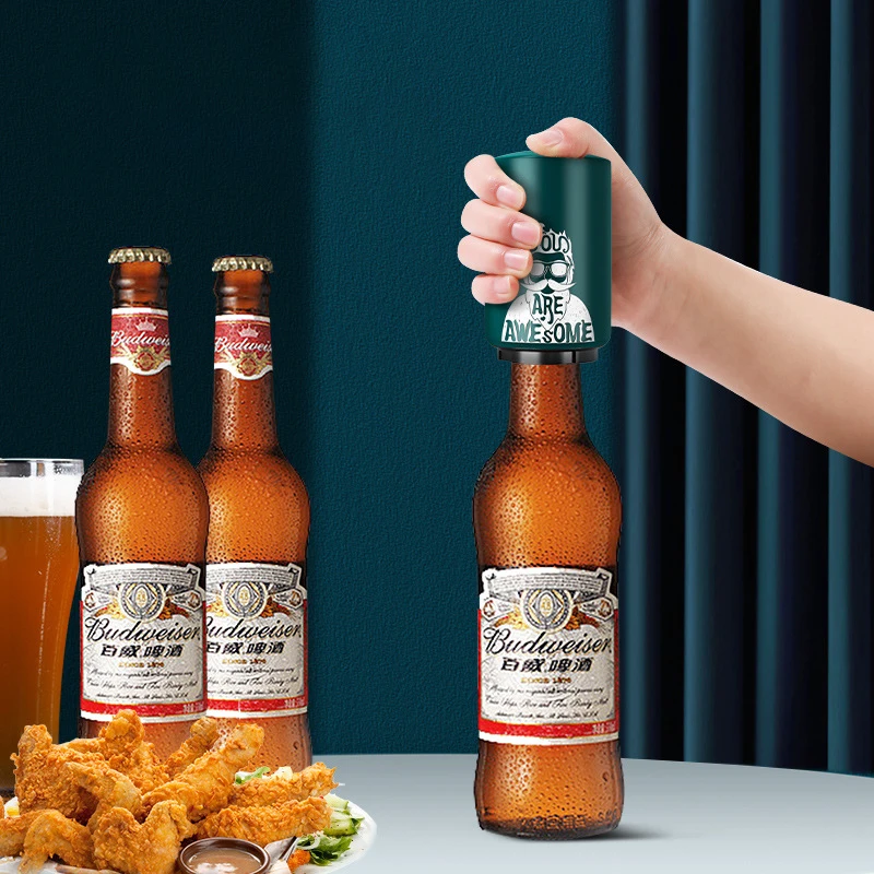 Creative New Design Magnetic Stainless Steel Beer Bottle Opener Push Down Automatic Bottle beer Opener