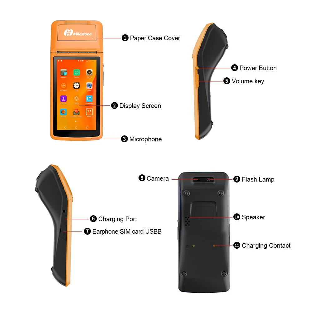 position Android 4g handheld emv 7inch machine Android All In One Pos Terminal With Printer Ordering System Android Pos