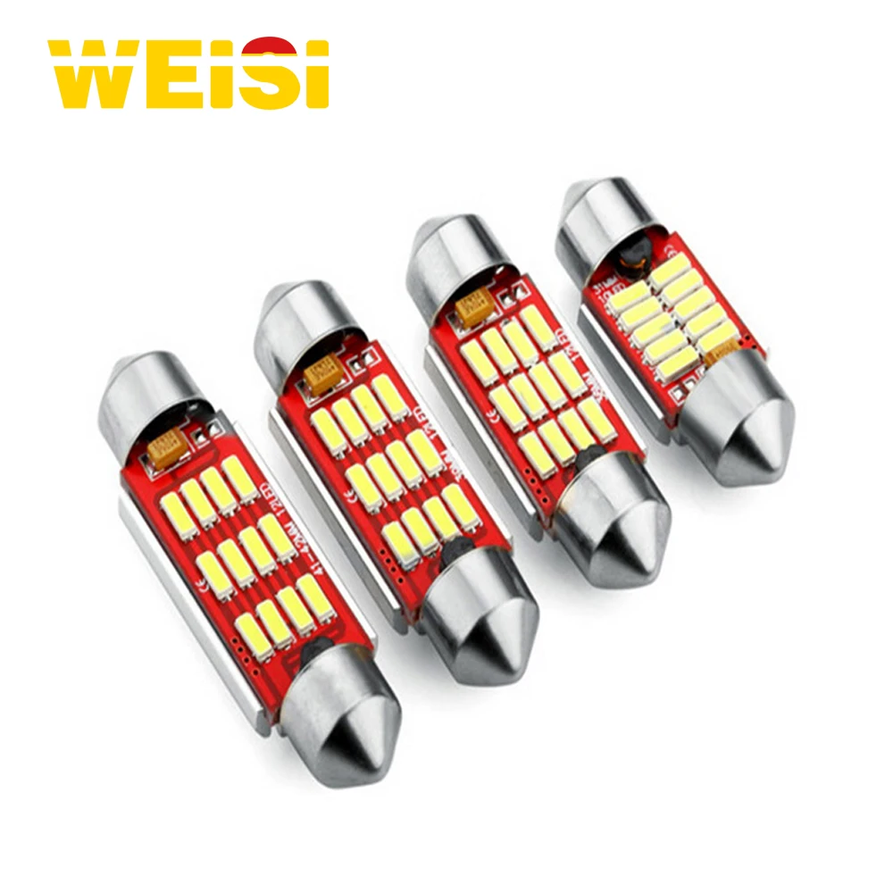 Автомобильные светодиодные лампы с двойной стрелкой, лампа для чтения с двойным заостренным концом, автомобильная внутренняя лампа, 31 мм, 36 мм, 39 мм, 41 мм, 4014, 10SMD, 12smd