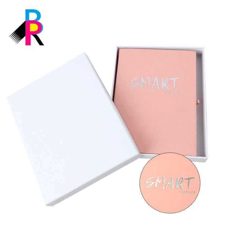 Factory hardcover leather cover A4 A5 Notebook planner printing custom pink journal with box