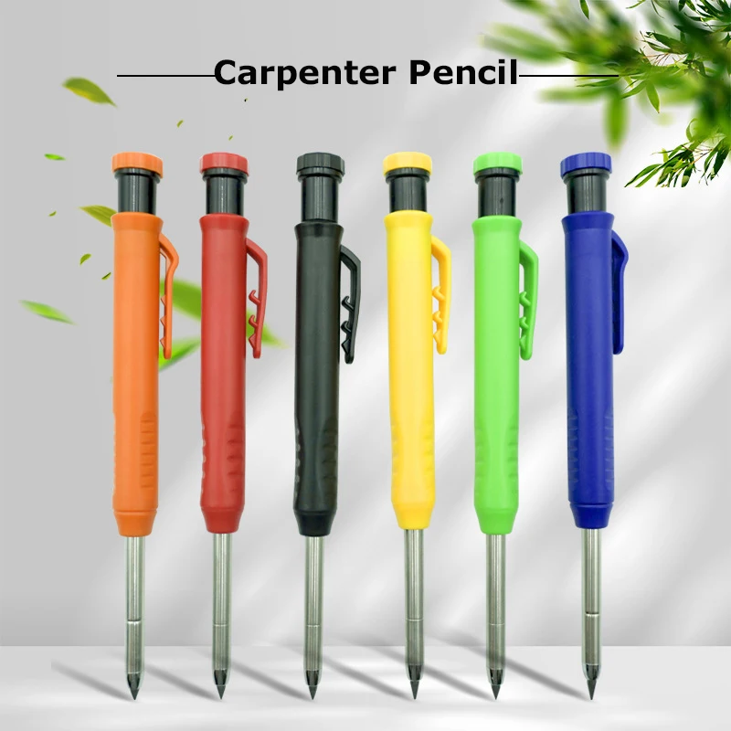 Personalised  olid Carpenter Pencil Set  With Refill Leads Deep Hole Mechanical Marker Woodworking Marking Tools