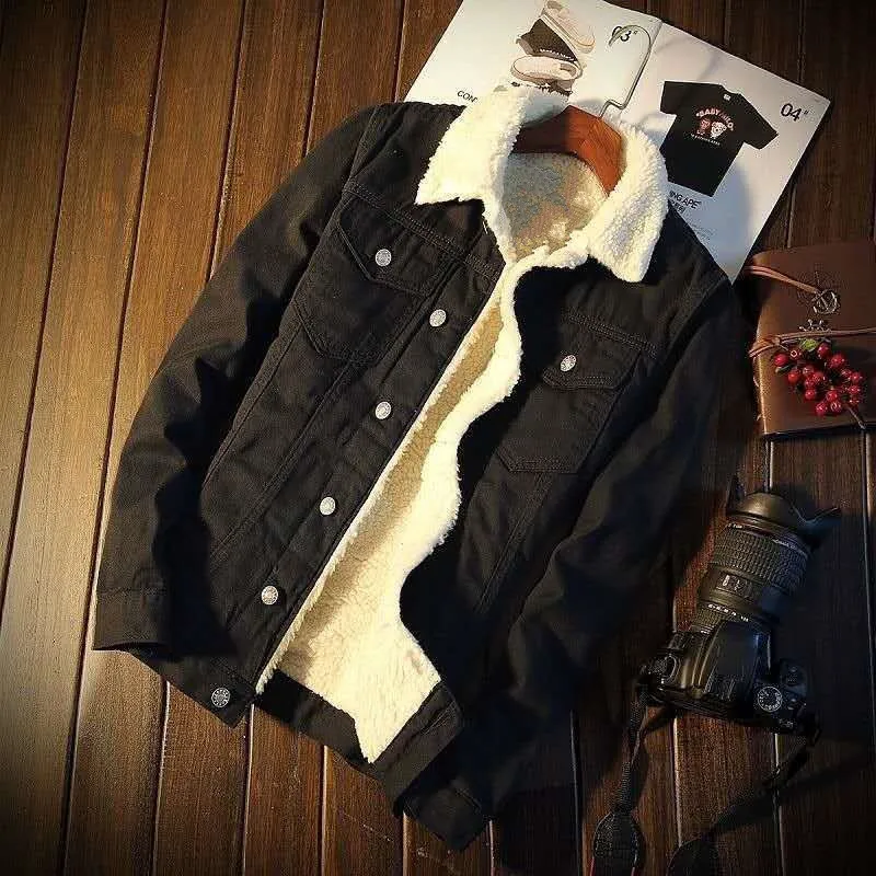 Korean Slim Wholesale Blue Thickened Cashmere Cotton Clothes 2024 Winter Flannel Windbreaker Jacket For Men