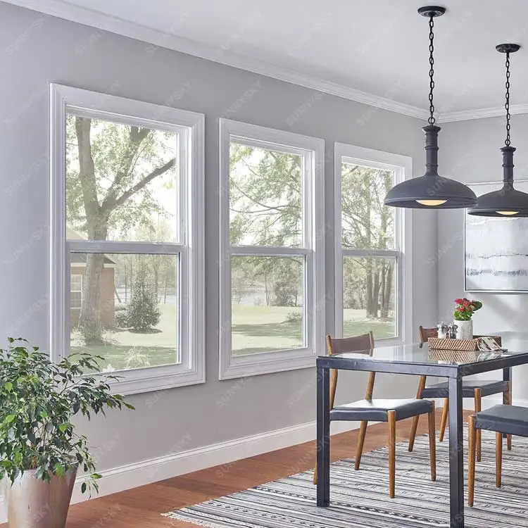 Sunnysky NFRC Certification USA Style Single Hung White Vinyl PVC UPVC Window
