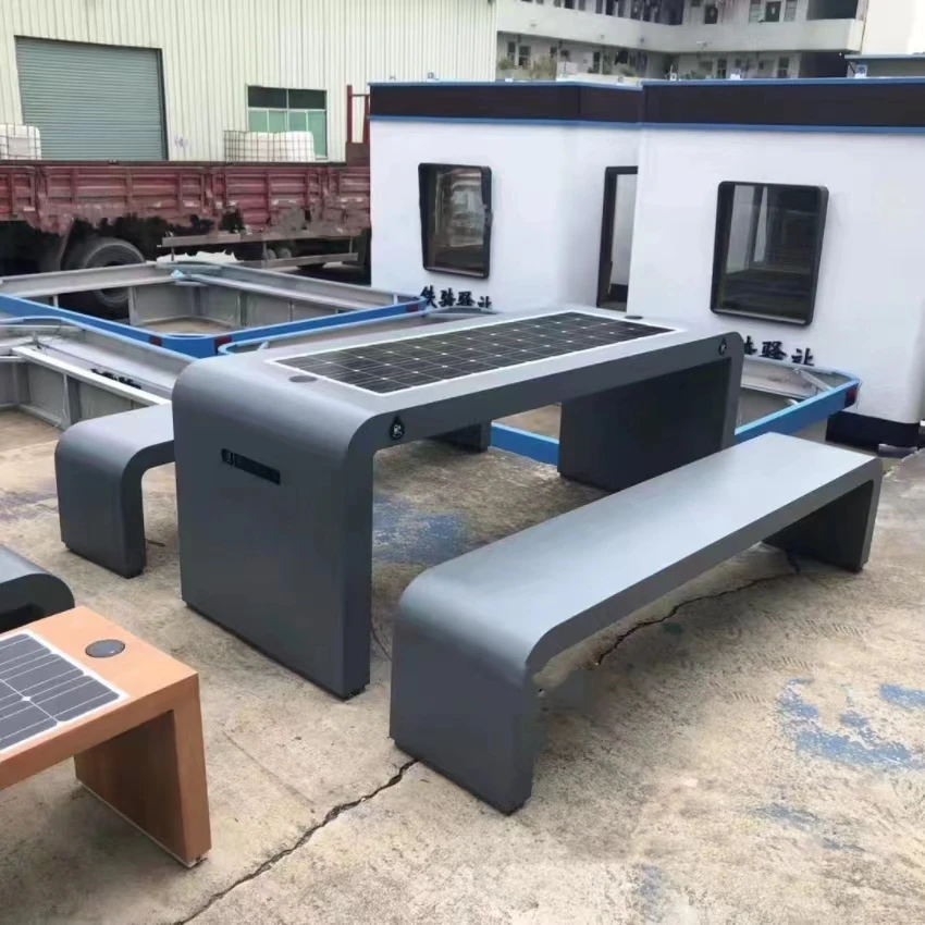 power bank table top with solar led table light usb or solar charging smart solar table for outdoor cell phone charging