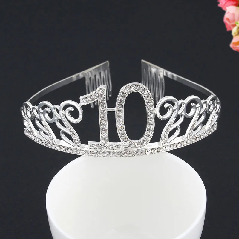 Crystal 30 40 50 years old  comb HAPPY Birthday Crown Tiaras