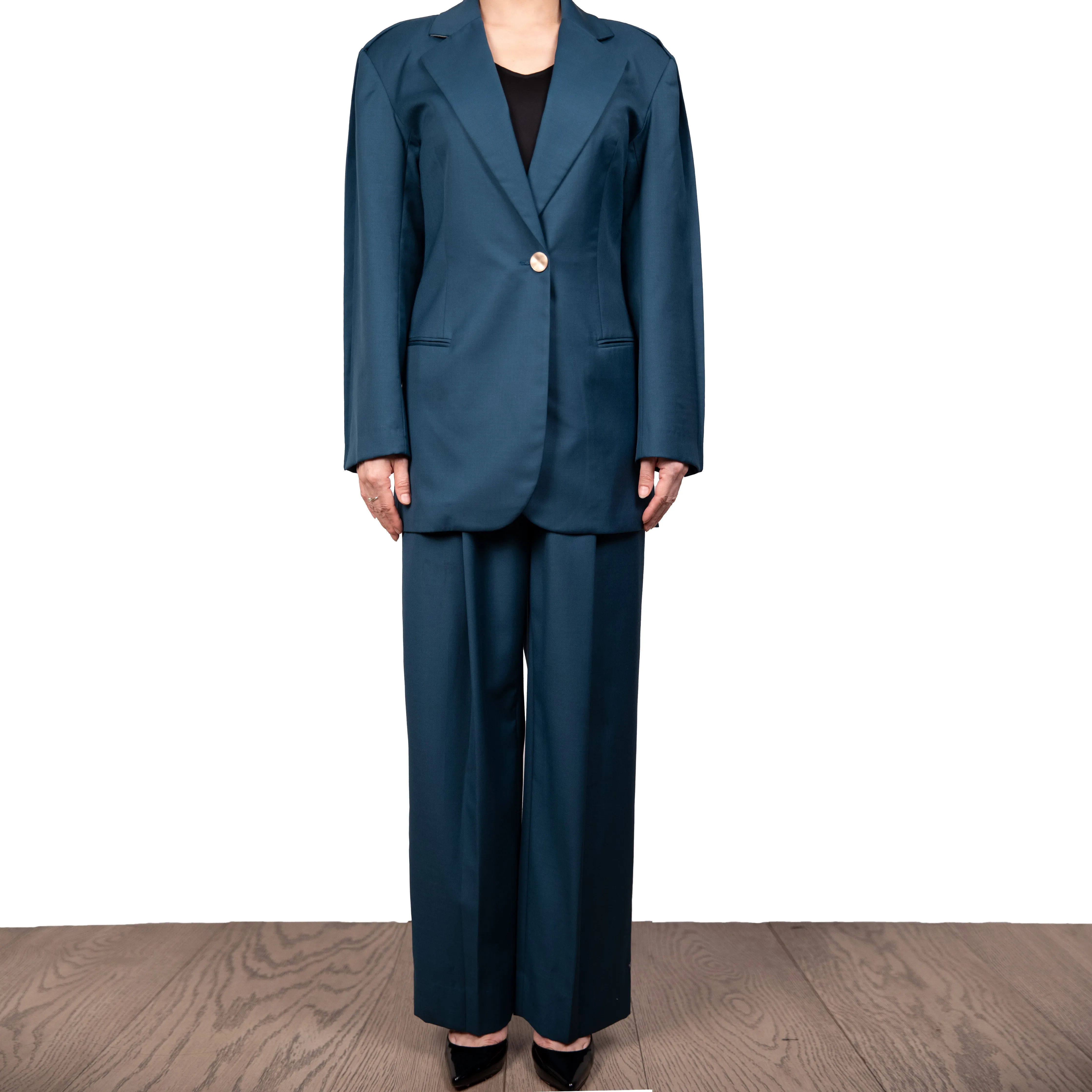 Женский костюм от производителя, костюм из двух предметов, однотонный теплый шерстяной костюм на одной пуговице для офиса, деловой пиджак для зимы