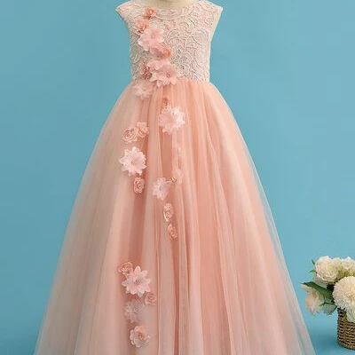 Chic Sleeveless A-line Long Tulle Birthday Party Formal Evening Gown Princess Dress