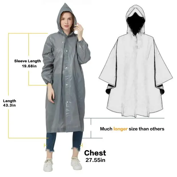 Reusable and economic PEVA raincoat with many colors are on sale